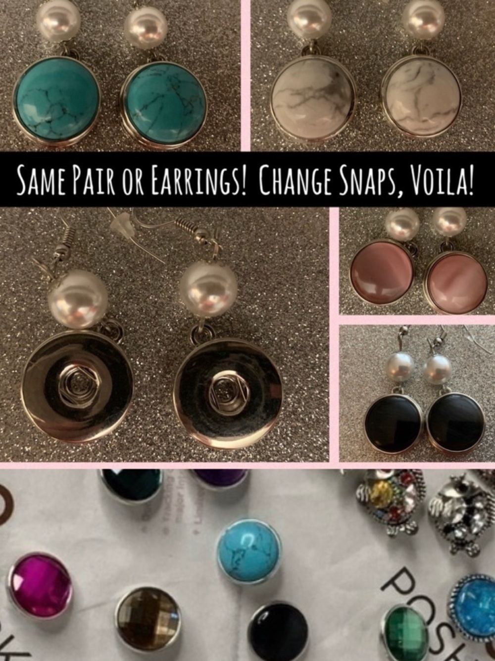 Ginger Snaps Snap Earrings Set NWT